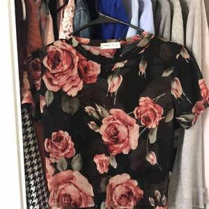 Mesh black floral shirt